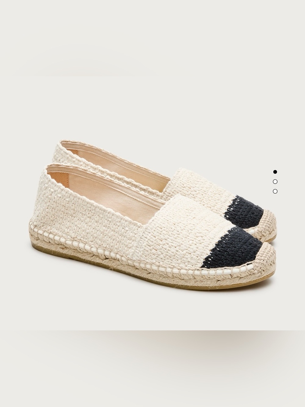J.Crew Made-in-Spain two-tone color block crochet espadrille ~ 6.5 ~ Ivory/Black